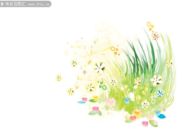 手绘春天花草与绿植盆栽 艺术与自然的交融